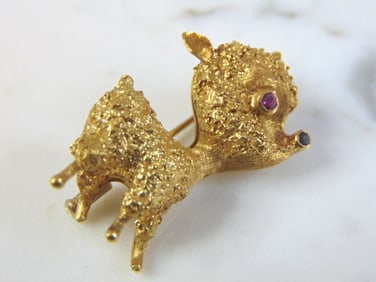 Womens Vintage Estate 18K Gold Deer Brooch
