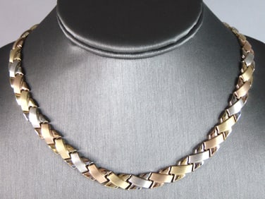 Womens Vintage Estate 14K Gold Modernist Necklace