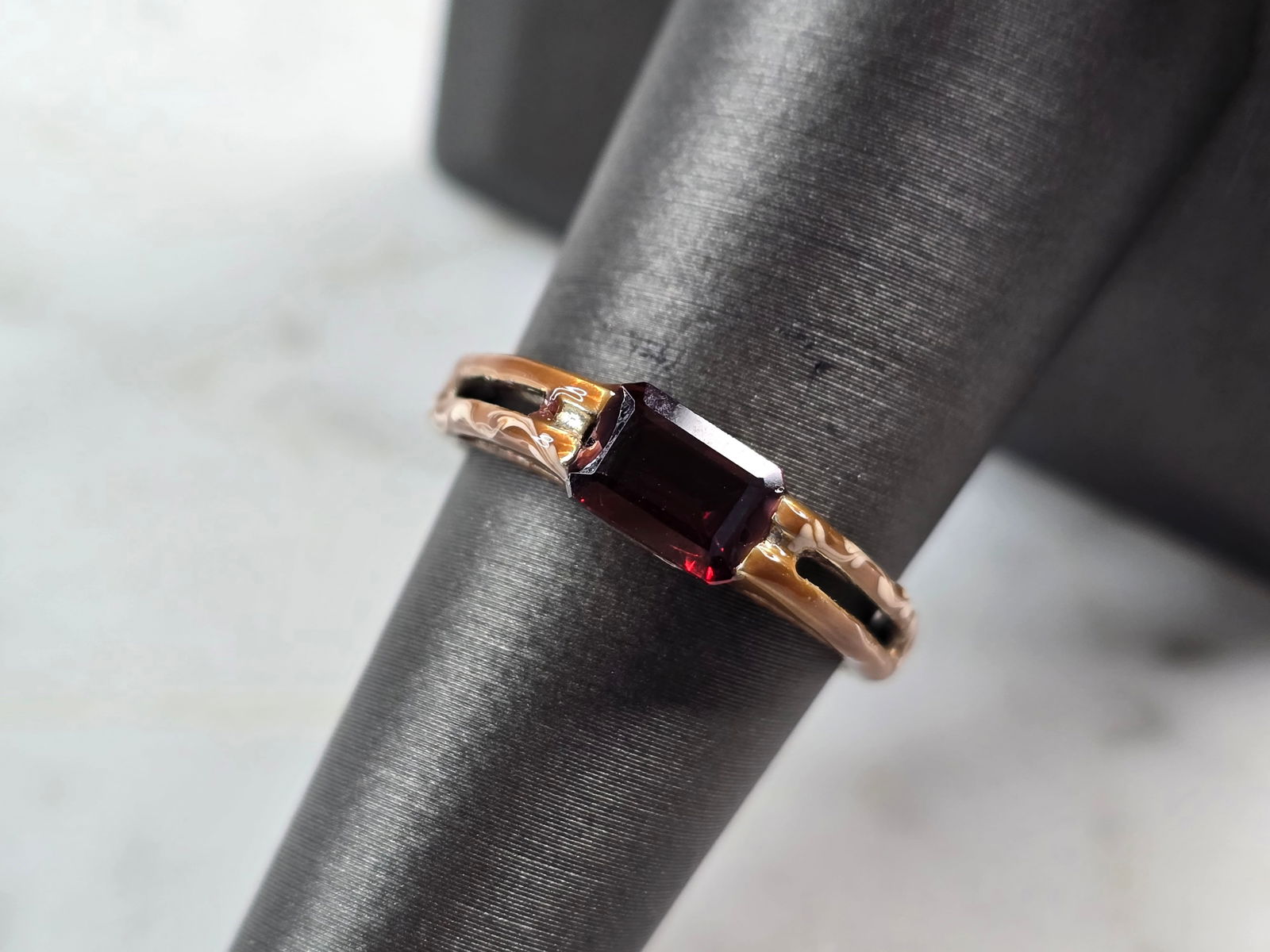 Womens Vintage Estate Sterling Silver Modernist Enamel Ring (1 of 5)