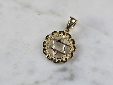 10K Yellow Gold Jewish Judaica Star of David Pendant