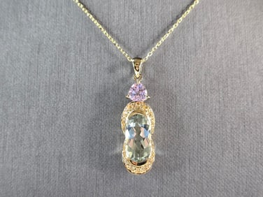 Womens Estate Sterling Silver Gold Tone Modernist Pendant Necklace