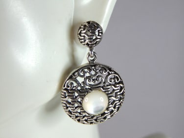 Womens Vintage Estate Sterling Silver Modernist Earrings