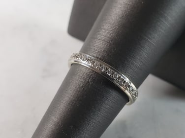 Womens Vintage Estate 10K White Gold Diamond Ring