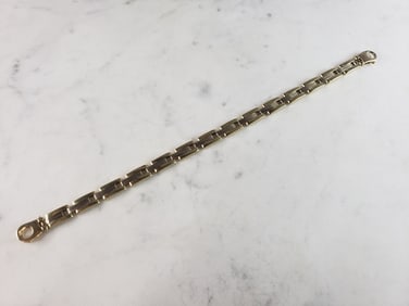 Mens Vintage Estate 14K Yellow & White Gold Chain Link Bracelet