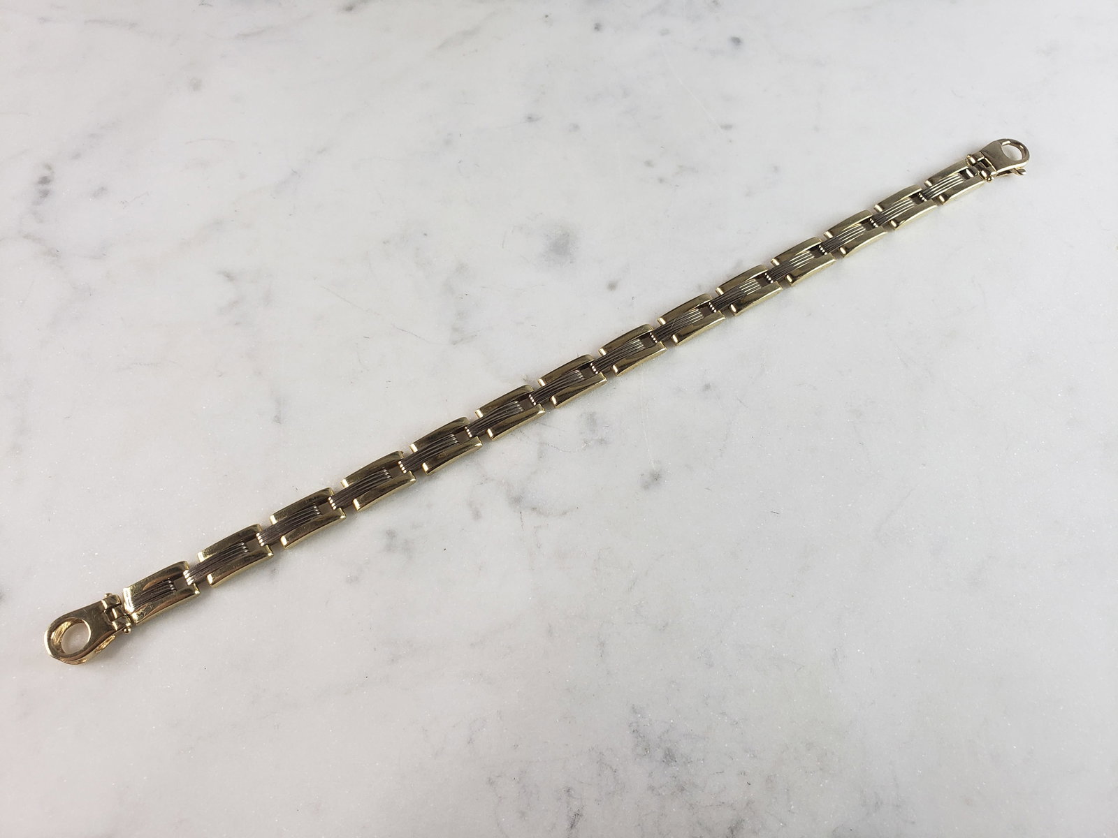 Mens Vintage Estate 14K Yellow & White Gold Chain Link Bracelet (1 of 5)