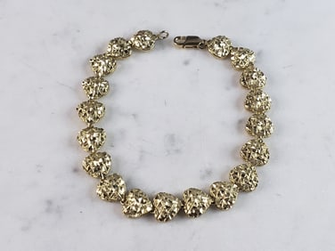 Womens Vintage Estate 14k Gold Heart Link Bracelet