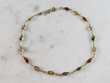 Womens Vintage Estate 14K Yellow Gold Anklet Bracelet