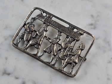 Womens Vintage Estate Sterling Silver Zoroastrian Brooch