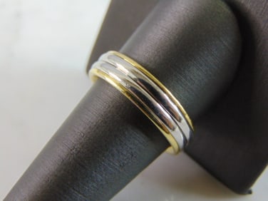 Mens Vintage Estate 18K Yellow Gold Platinum Ring