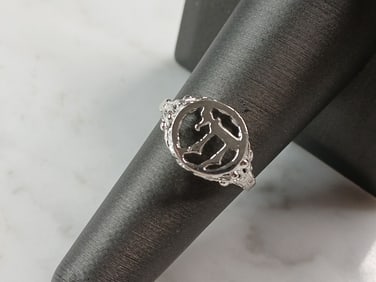 Womens Sterling Silver Judaica Jewish Chai Ring