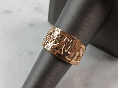 Womens Sterling Silver Gold Tone Judaica Jewish Hebrew Ring