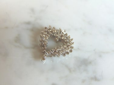 Womens Vintage 14K White Gold Heart Diamond Pendant
