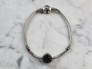 Womens Vintage Estate Sterling Silver Pandora Bracelet