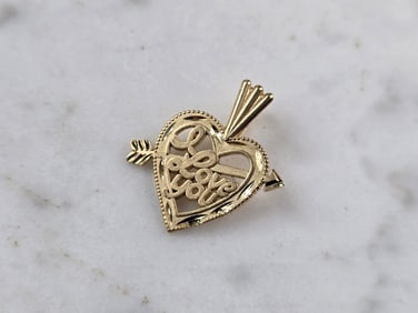 Womens Vintage Estate 14k Gold Love Heart Michael Anthony 86' Pendant