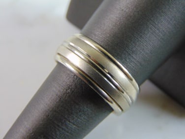 Mens Vintage Estate 14K White Gold Wedding Band Ring