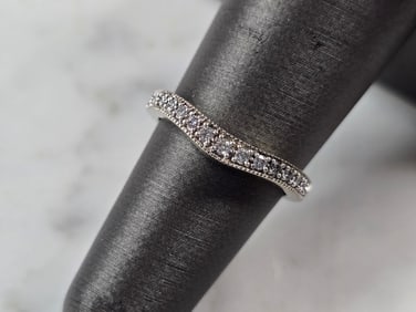 Womens Vintage Estate 14k White Gold Diamond Ring