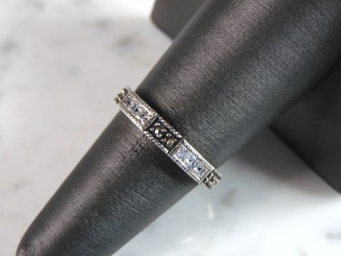 Womens Vintage Estate Sterling Silver CZ Ring