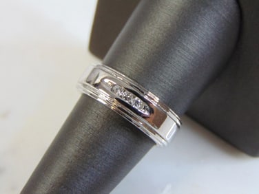Mens Vintage Estate 14k White Gold Diamond Ring