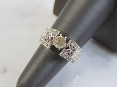 Womens Vintage Estate 14k White Gold & Diamond Ring