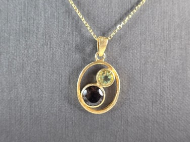 Womens Sterling Silver Modernist Gold Tone Pendant Necklace