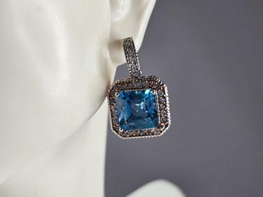 Womens Estate Sterling Silver Aqua Stud Earrings