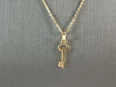 Womens Sterling Silver Gold Tone Key to My Heart Pendant Necklace
