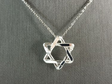 Sterling Silver Star of David Jewish Judaica Pendant Necklace
