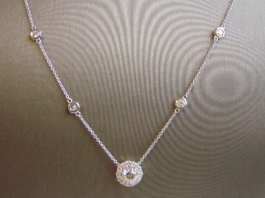 Womens 14K White Gold & Diamond Necklace Pendant