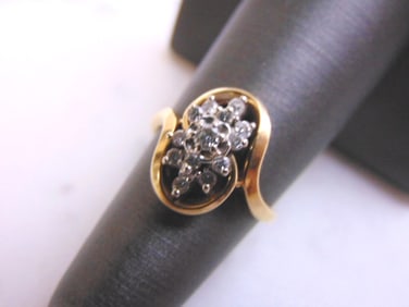 14K Yellow Gold Diamond Cluster Ring