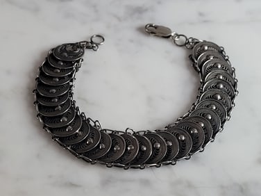 Womens Vintage Estate Sterling Silver Filigree Bracelet