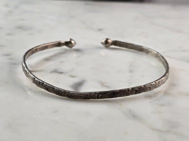 Womens Vintage Estate Sterling Silver Modernist Cuff Bracelet