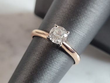 Womens Vintage Estate 14k Rose Gold Diamond Engagement Ring
