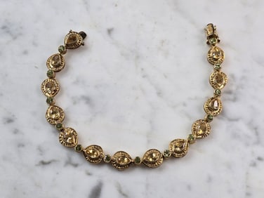 Womens Sterling Silver Gold Tone Citrine Peridot Bracelet