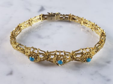 Womens Vintage Estate 18K Yellow Gold Bracelet
