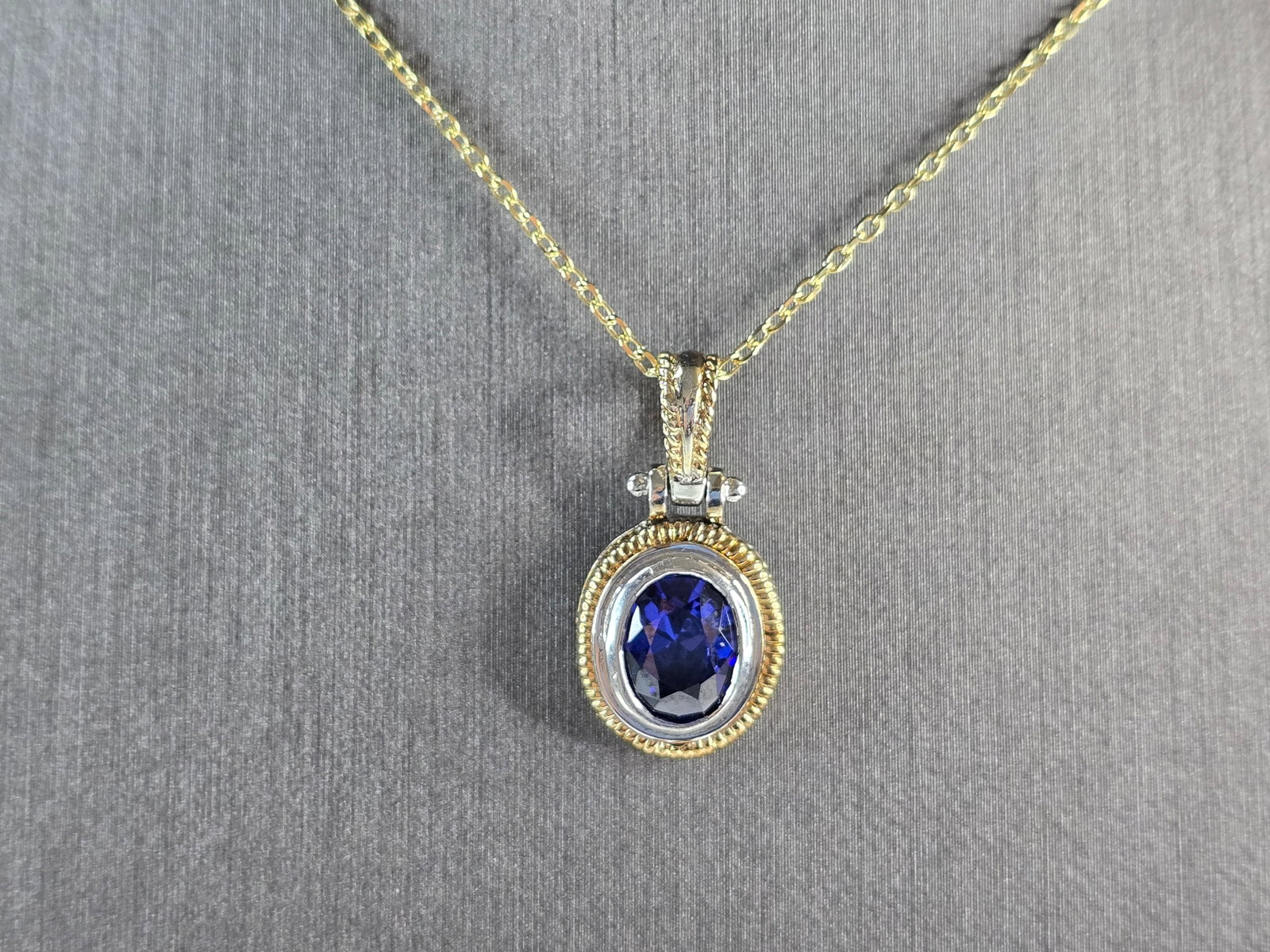 Womens Sterling Silver Gold Tone Modernist Pendant Necklace (1 of 4)