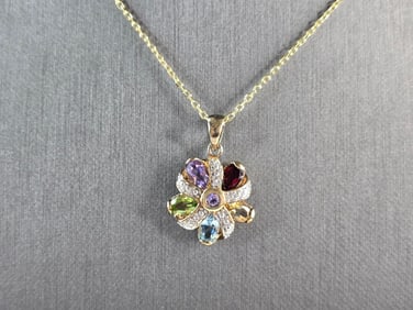 Womens Sterling Silver Gold Tone Modernist Pendant Necklace