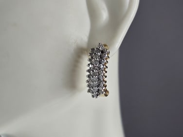 Womens Vintage Estate 10K Yellow Gold Diamond Earrings