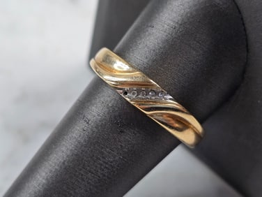 Mens Vintage Estate 10k Yellow Gold Diamond Ring