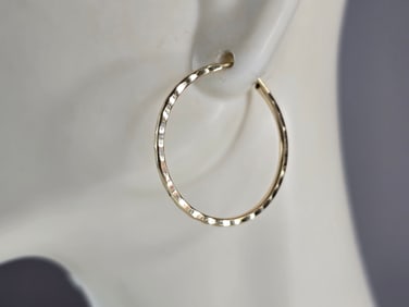 Pr Womens 14K Yellow Gold Hoop Earrings