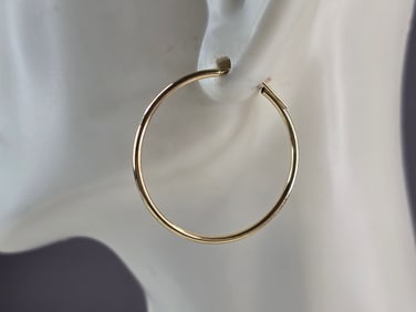 Pr Womens 14K Yellow Gold Hoop Earrings