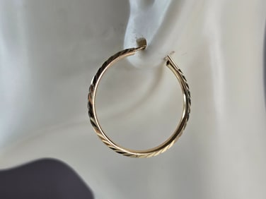 Pr Womens 14K Yellow Gold Hoop Earrings