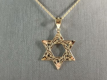 Sterling Silver Gold Tone Jewish Judaica Star of David Pendant