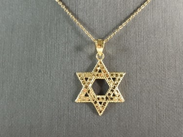 Sterling Silver Gold Tone Jewish Judaica Star of David Pendant