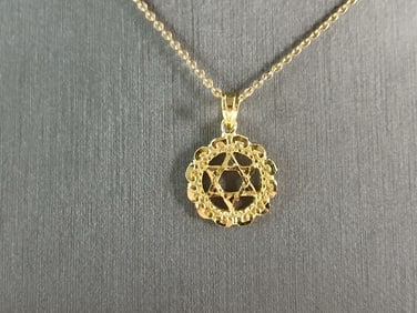Sterling Silver Gold Tone Jewish Judaica Star of David Pendant