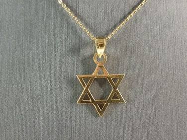 Sterling Silver Gold Tone Jewish Judaica Star of David Pendant