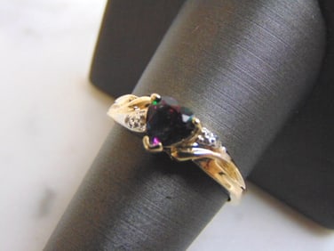 Womens 10k Gold Mystic Topaz & Diamond Heart Ring