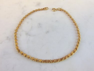 Womens Vintage Estate 14K Yellow Gold Heart Bracelet