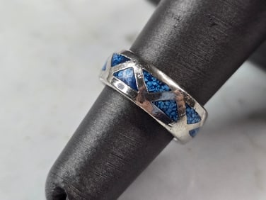 Womens Vintage Estate Sterling Silver Lapis Lazuli Stone Ring