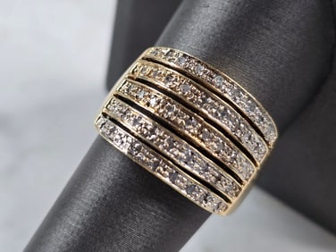 Womens Vintage Estate 10K Yellow Gold Diamond Ring