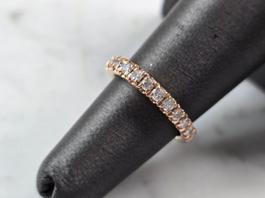 Womens Vintage Estate 14k Rose Gold Diamond Ring